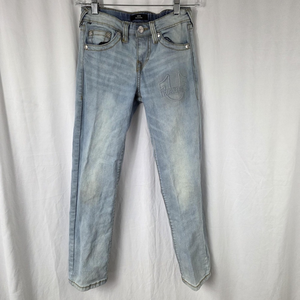 True Religion Jeans Boys 12 Light Wash Blue Geno Relaxed Slim Stretch Denim